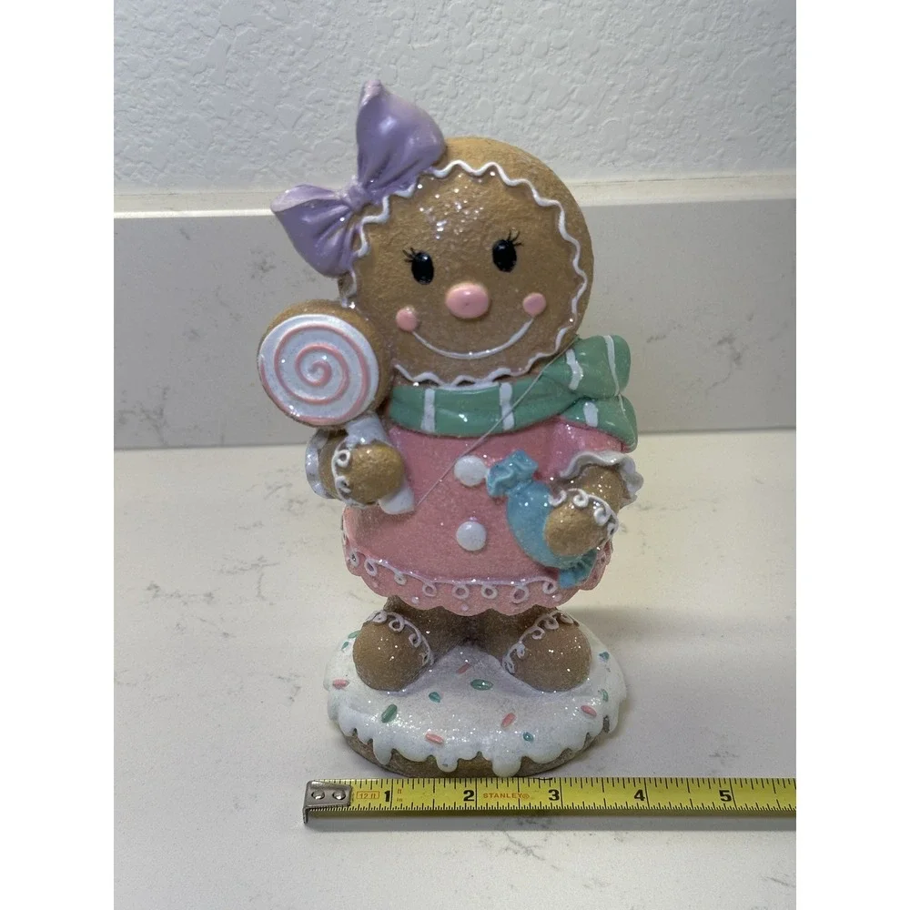 Hobby Lobby Robert Stanley Pastel Gingerbread Girl Figurine Pink Christmas 8.5
